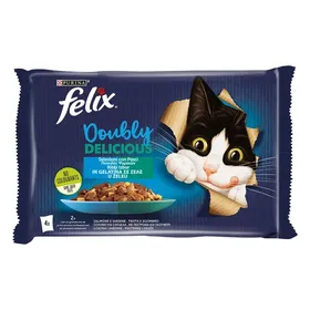 FELIX Γατοτροφή AGAIL Doubly Delicious Ψαρικά σε Ζελέ 4x85g