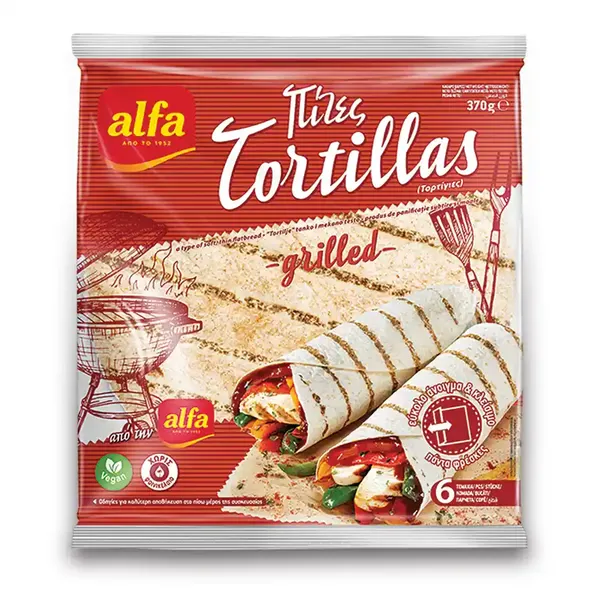 Tortillas σίτου grilled ALFA 370γρ. 6τεμ.