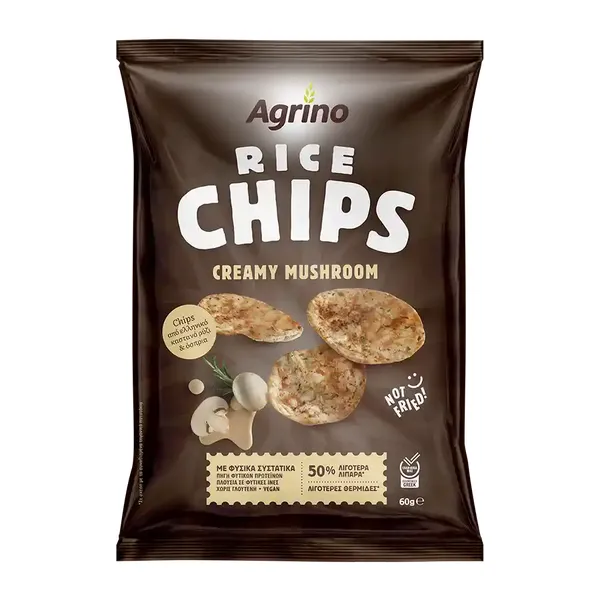 Agrino Τσιπς Καστανού Ρυζιού Με Όσπρια Creamy Mushroom Χωρίς Γλουτένη 60γρ.