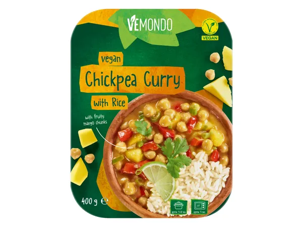 Vegan γεύμα ρεβυθιού ρύζι - κάρυ