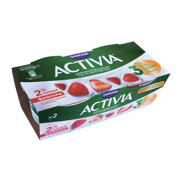 DANONE ACTIVIA 2% ΛΙΠΑΡΑ Επιδόρπιο Γιαουρτιού, Καρύδι και Βρώμη, Ακτινίδιο