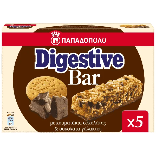 Digestive Bars Κομμάτια Σοκολάτας & Σοκολάτα Γάλακτος 5x28gr