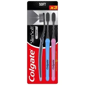 Colgate Slim Soft Charcoal Μαλακή Οδοντόβουρτσα Τριπλή Συσκευασία (3τεμ)