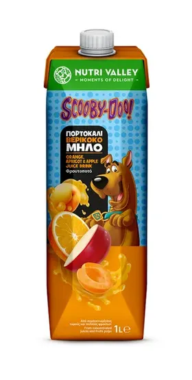 Φρουτοποτό μήλο πορτοκάλι βερίκοκο, Nutri Valley Scooby Doo (1lt)