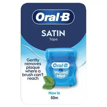 Oral-B Satin Tape Οδοντικό νήμα, Κηρωμένο, Γεύση μέντας 50m