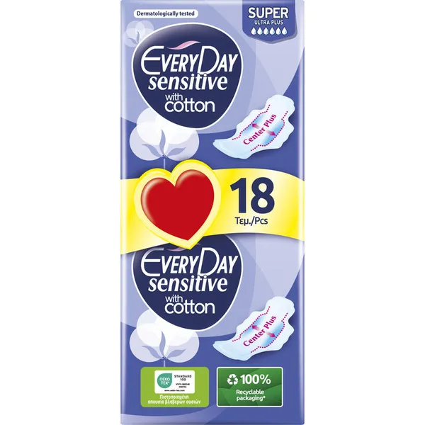 σερβιέτες sensitive with cotton 18τεμ