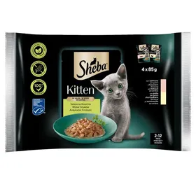 SHEBA Γατοτροφή Kitten Mix Σολομός Κοτόπουλο 4x85g