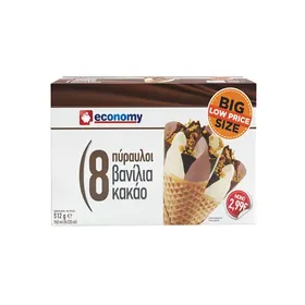 παγωτό χωνάκι βανίλια & κακάο 120ml 6τεμ