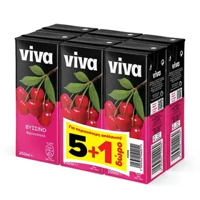 VIVA φρουτοποτό βύσσινο 250ml 5+1 Δώρο