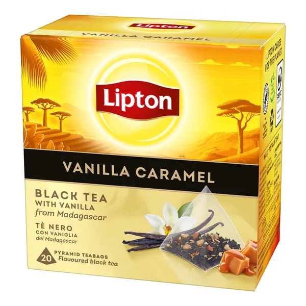 LIPTON μαύρο τσάι βανίλια καραμέλα ή λεμόνι ή φρούτα δάσους πυραμίδα 20τεμ.