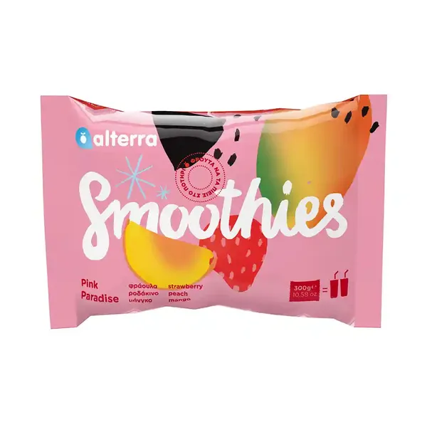 Alterra Smoothies Pink Paradise Φράουλα Ροδάκινο Μάνγκο 300γρ.