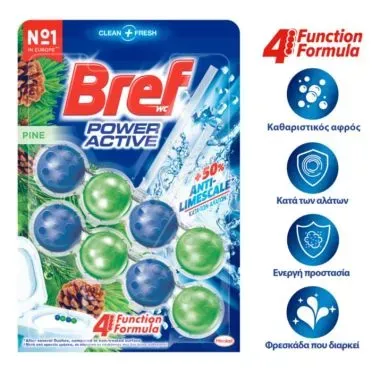 BREF Μπλοκ Τουαλέτας WC Power Activ Pine Forest 2x50g