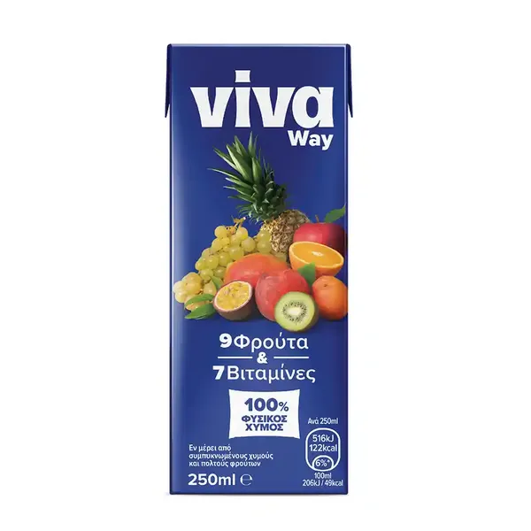 Viva Way Φυσικός Xυμός 9 Φρούτα 250ml.