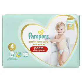 PAMPERS Pants Παιδικές Πάνες Βρακάκια, Premium Care No4 9-15kg 38τεμ.