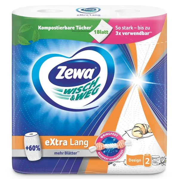 Zewa WISCH&WEG Extra Lang χαρτί κουζίνας, 2 ρολά, 376γρ.