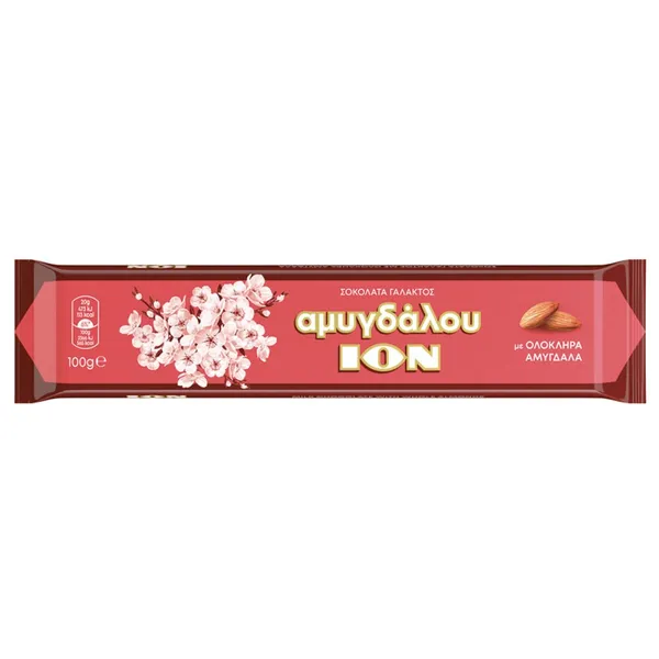 ΙΟΝ Σοκολάτα Γάλακτος με Ολόκληρα Αμύγδαλα 100gr
