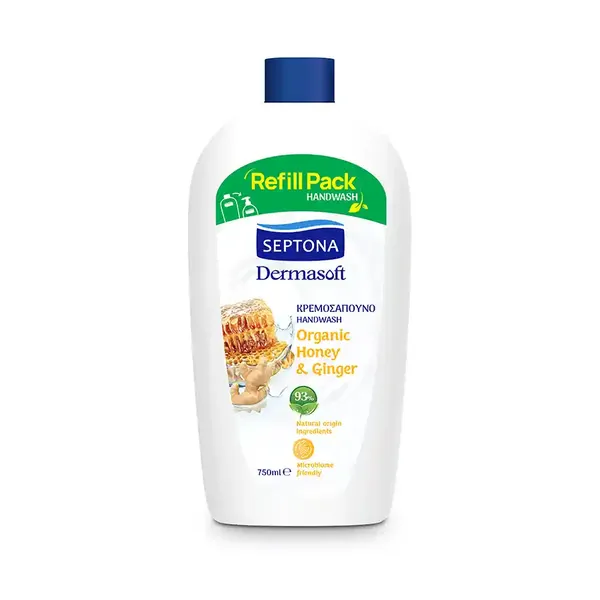 Septona Dermasoft Υγρό Σαπούνι Μέλι & Τζίντζερ 750ml.