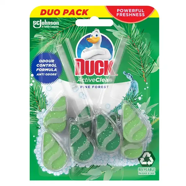 Duck Active Clean Μπλοκ Τουαλέτας Pine Duo Pack 2x38,6γρ.
