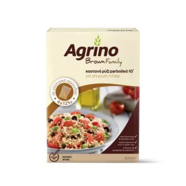 AGRINO ΡΥΖΙ ΚΑΣΤΑΝΟ PARBOILED 10' ΛΕΠΤΟ ΣΑΚΟΥΛΑΚΙ 500γρ