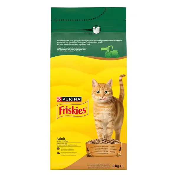 Purina Friskies Ξηρά Γατοτροφή Με Κοτόπουλο Γαλοπούλα & Ελιές 2kg.