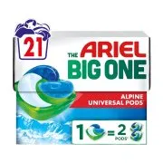 Ariel Big One Απορρυπαντικό Πλυντηρίου Ρούχων Κάψουλες Alpine 21Mεζ