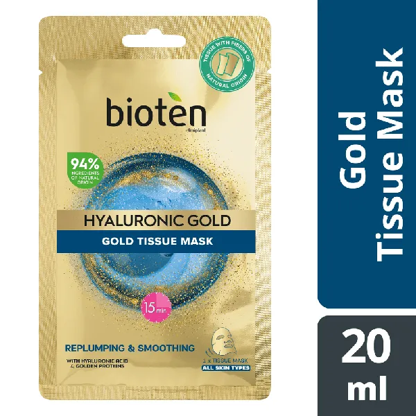 BIOTEN μάσκα προσώπου υφασμάτινη • hyaluronic 20ml / gold 25ml