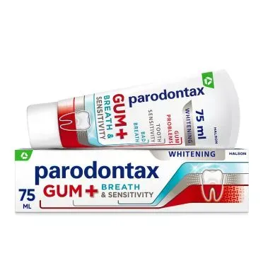 Parodontax Gum +Breath & Sensitivity Whitening, Οδοντόκρεμα για Υγιή Ούλα, Δροσερή Αναπνοή & Λεύκανση, 75ml