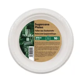 Tessera Πιάτο Στρογγυλό Bio Απο Ζαχαροκάλαμο 18cm Pfas Free 10τμχ