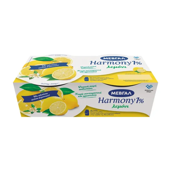 ΜΕΒΓΑΛ Harmony Επιδόρπιο Γιαουρτιού 1% Λεμόνι 2x170g