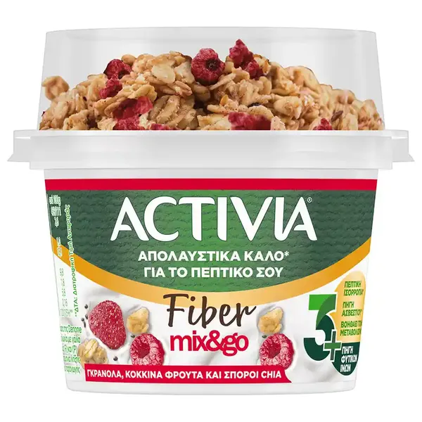 Activia Fibers Επιδόρπιο Γιαουρτιού Mε Γκρανόλα & Κόκκινα Φρούτα 165γρ.
