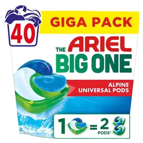 ARIEL Pods Big One Απορρυπαντικό Πλυντηρίου Ρούχων Alpine 40 κάψουλες