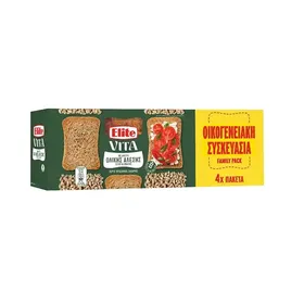 Elite Vita Φρυγανιές Ολικής Άλεσης 4x90γρ.
