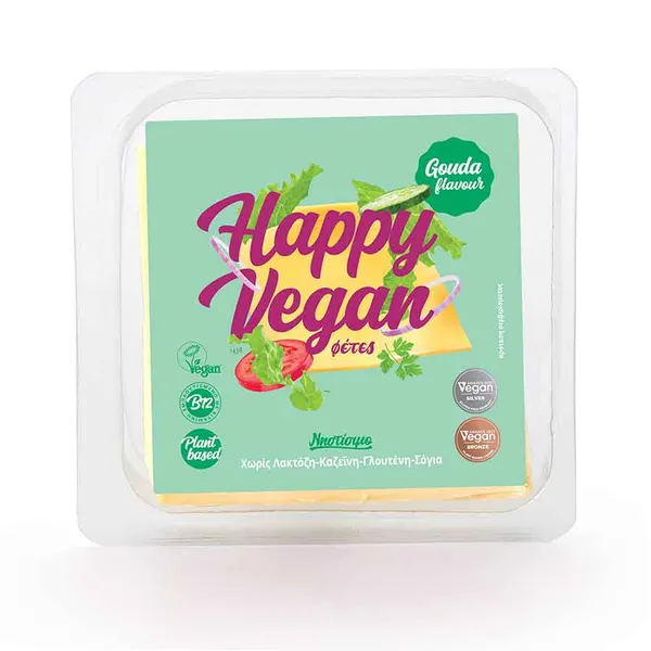 Φυτικό προϊόν HAPPY VEGAN με γεύση gouda 160γρ. σε φέτες