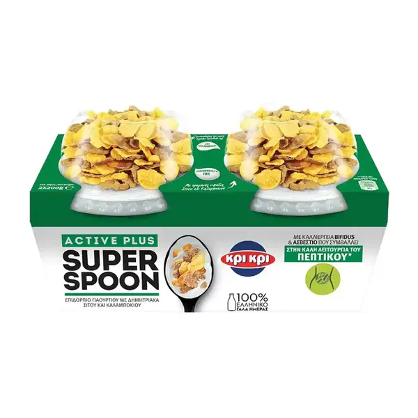 Κρι Κρι Super Spoon Active Plus Επιδόρπιο Γιαουρτιού Με Δημητριακά 2x200γρ.