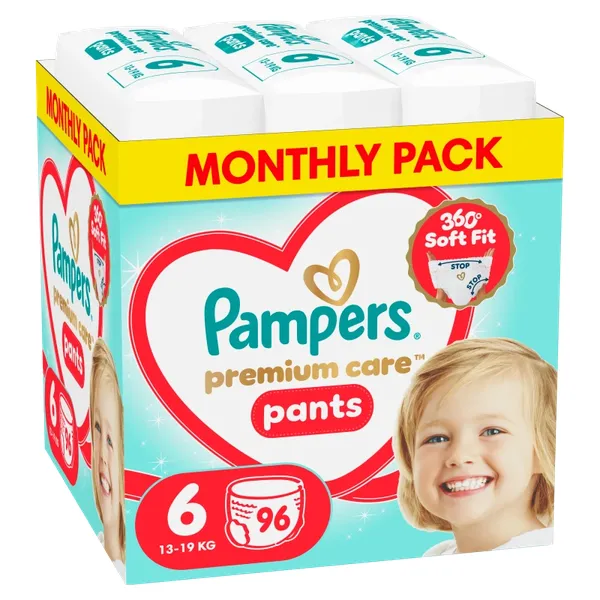 Πάνες Βρακάκι Μέγεθος 6 (13-19kg) Pampers Premium Care Pants (93τεμ)
