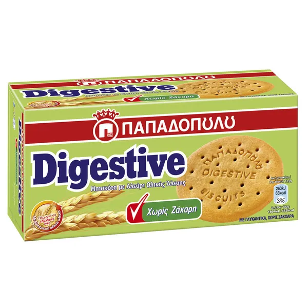 ΠΑΠΑΔΟΠΟΥΛΟΥ Μπισκότα Digestive Χωρίς Ζάχαρη 250gr
