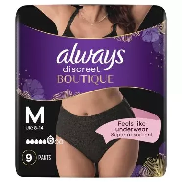 Always Discreet Boutique Μαύρο Εσώρουχα για την Ακράτεια