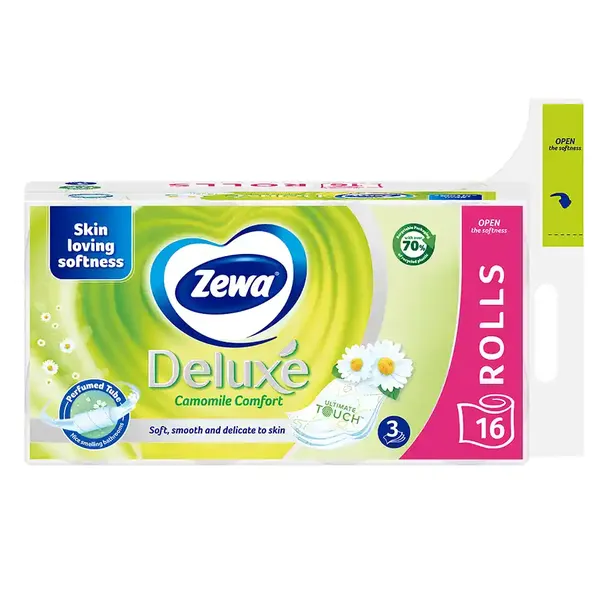Zewa Deluxe Χαρτί Υγείας Chamomile 3Φυλλών 16τεμ. 1408γρ.