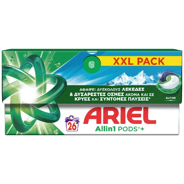 ARIEL allin1 απορρυπαντικό πλυντηρίου ρούχων κάψουλες alpine 60μεζ.
