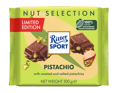 Σοκολάτα γάλακτος με κελυφωτό φυστίκι, Ritter Sport (100g)