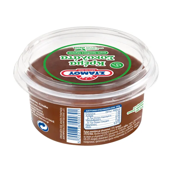 ΚΡΕΜΑ ΣΟΚΟΛΑΤΑ ΜΕ ΣΤΕΒΙΑ 180g