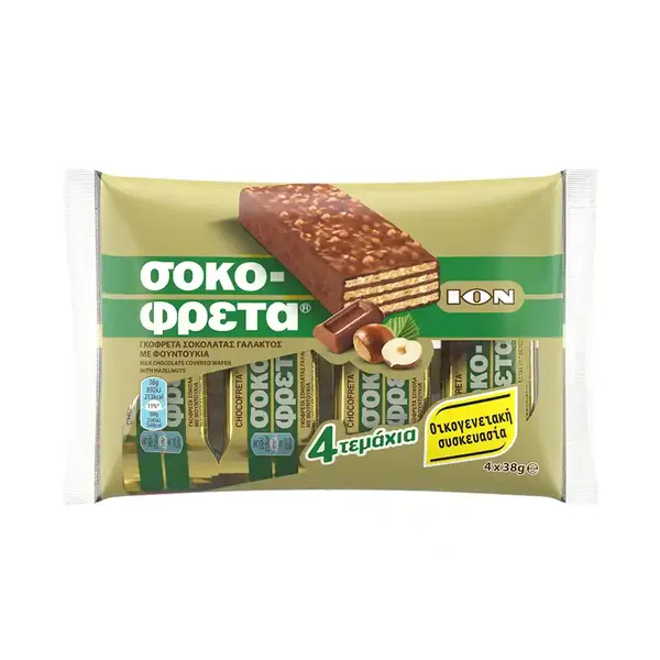 ION σοκοφρέτα γάλακτος με φουντούκια 4X38g