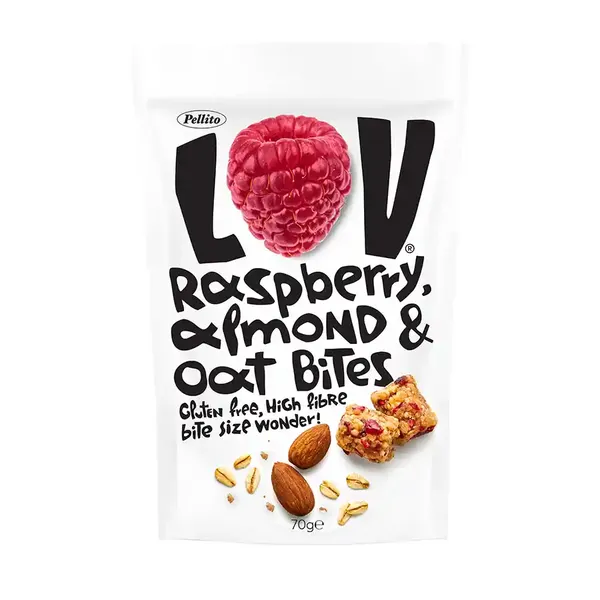 Pellito Lov Μπουκιές Βρώμης Rasberry & Αμύγδαλα Χωρίς Γλουτένη 70γρ.