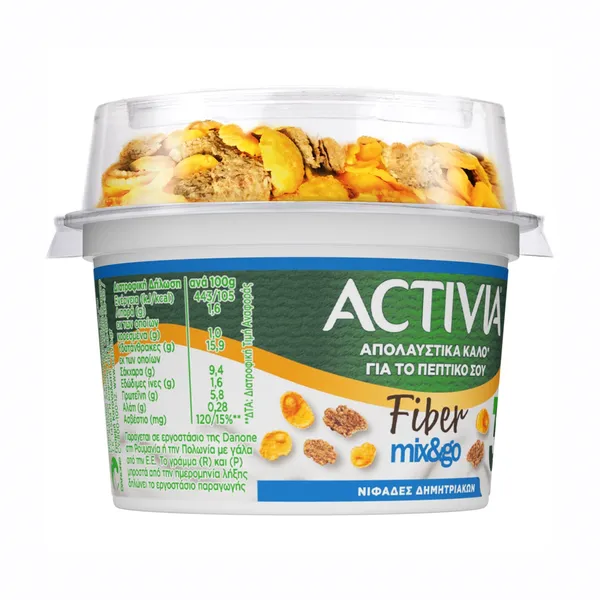 ACTIVIA Fiber Νιφάδες Δημητριακών Επιδόρπιο Γιαουρτιού 160γρ