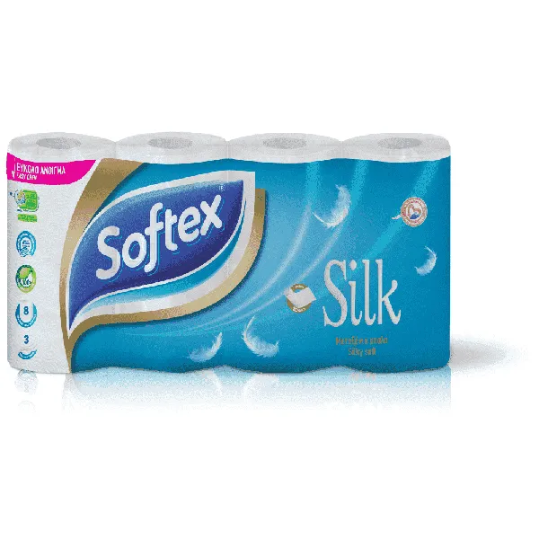SOFTEX silk χαρτί υγείας 3 φύλλων 8άρι 0,760kg