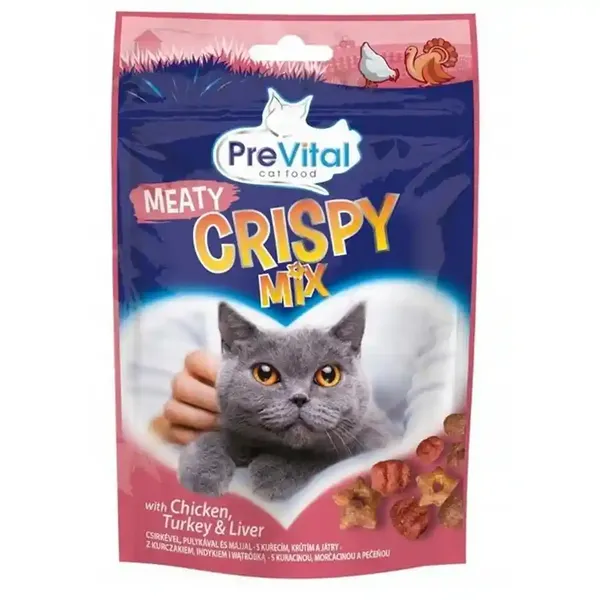 Prevital Σνακ Γάτας Crispy Mix Με Κρέας 60γρ.
