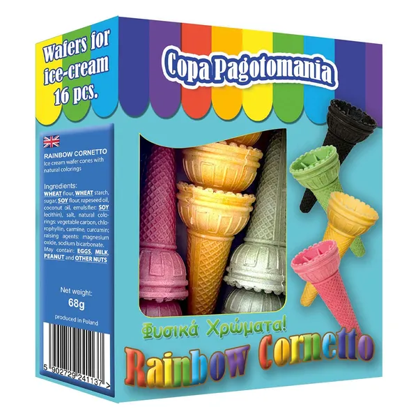 Χρωματιστοί κώνοι παγωτού PAGOTOMANIA 16 τεμ.