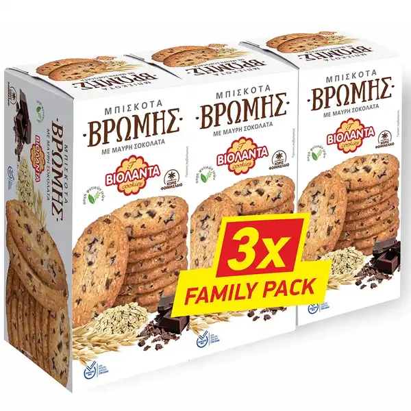 Βιολάντα Μπισκότα Βρώμης Με Σοκολάτα Family Pack 3x200γρ.