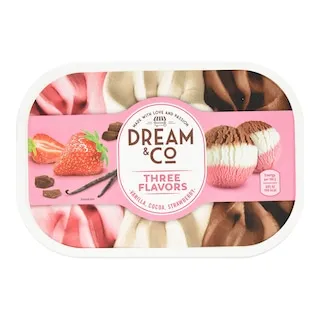 DREAM & CO Παγωτό Βανίλια Κακάο Φράουλα 1kg