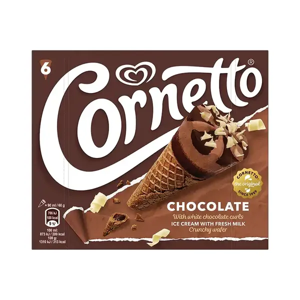 Algida Cornetto Choco Παγωτό 6x60gr 90ml